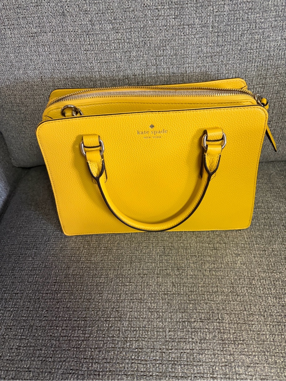 kate spade Yellow Pebbled Leather Double-Zip Satchel